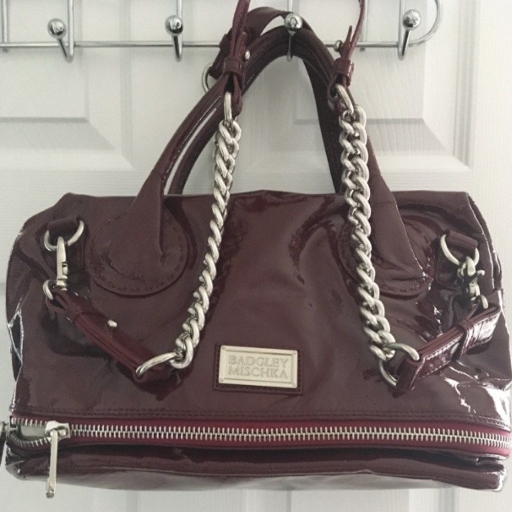 Burgundy  Color patent leather handbag